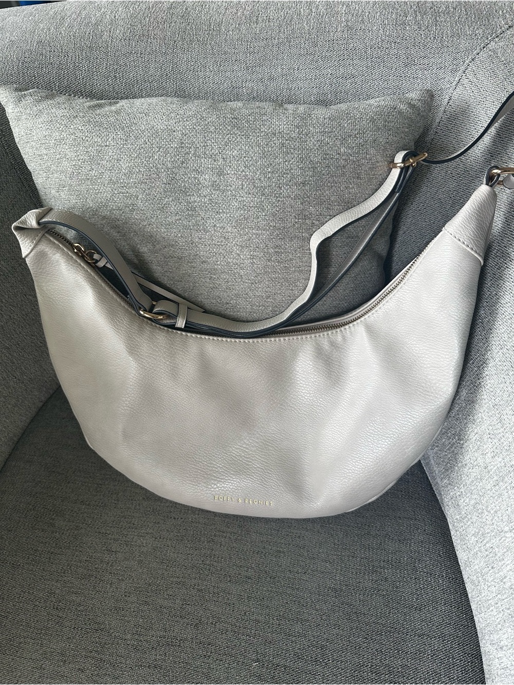 Over the Moon Crossbody in Light Gray - Poppy and Peonies